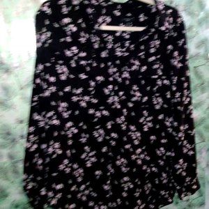 Womens♡♡Black Floral Button Down Blouse ♡Striped Button Down♡ Black Floral Blous